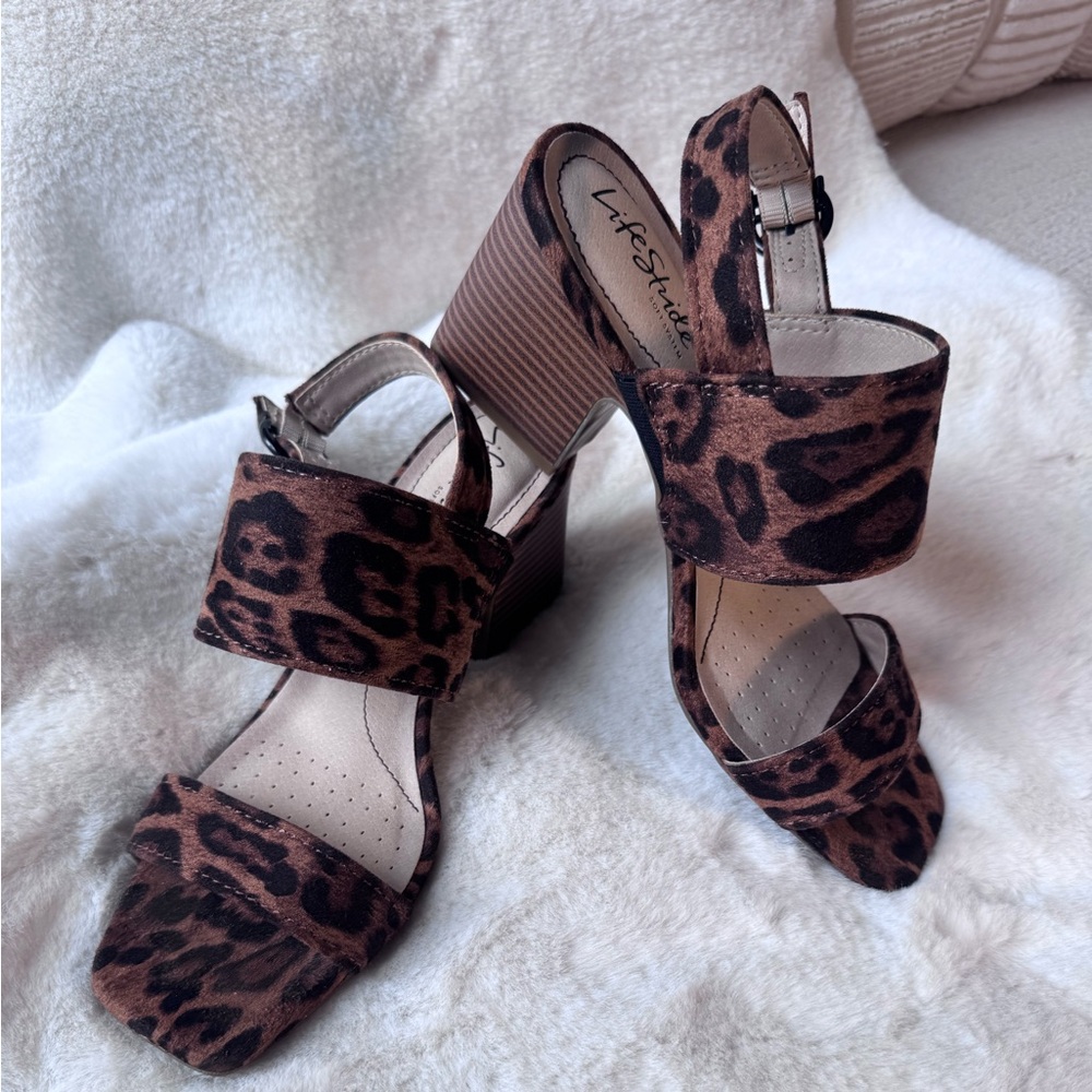 Life Stride Teddi Women's Leopard Print Heels Size 7.5